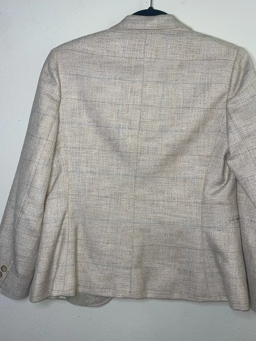 Asher Beige Windowpane‎ Plaid One Button Career Blazer Women's Jacket